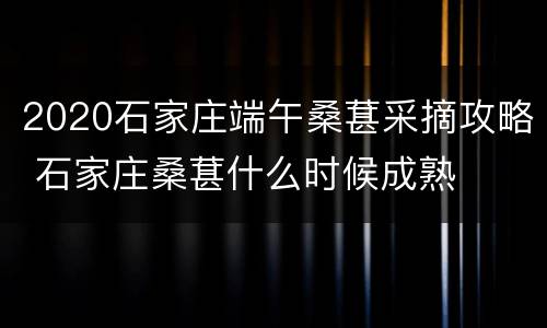 2020石家庄端午桑葚采摘攻略 石家庄桑葚什么时候成熟