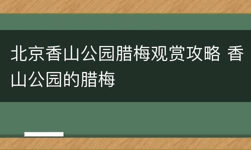 北京香山公园腊梅观赏攻略 香山公园的腊梅