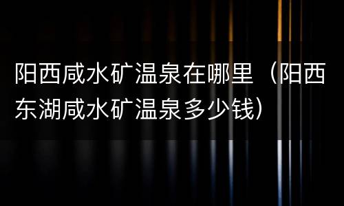 阳西咸水矿温泉在哪里（阳西东湖咸水矿温泉多少钱）