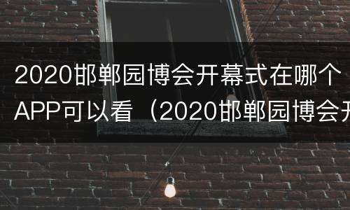 2020邯郸园博会开幕式在哪个APP可以看（2020邯郸园博会开幕式在哪个app可以看到）