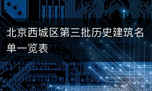 北京西城区第三批历史建筑名单一览表