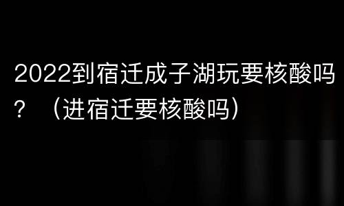 2022到宿迁成子湖玩要核酸吗？（进宿迁要核酸吗）