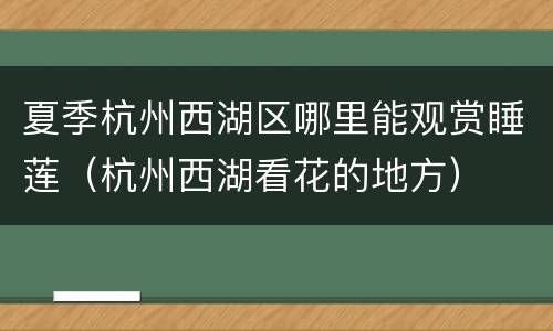 夏季杭州西湖区哪里能观赏睡莲（杭州西湖看花的地方）