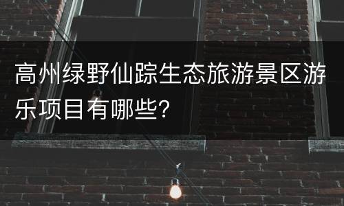 高州绿野仙踪生态旅游景区游乐项目有哪些？