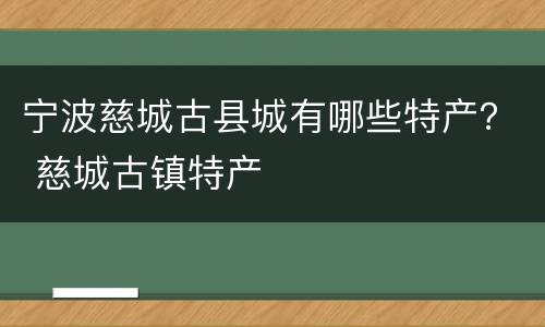 宁波慈城古县城有哪些特产？ 慈城古镇特产