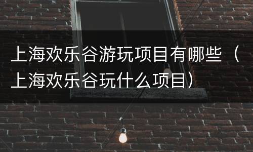 上海欢乐谷游玩项目有哪些（上海欢乐谷玩什么项目）