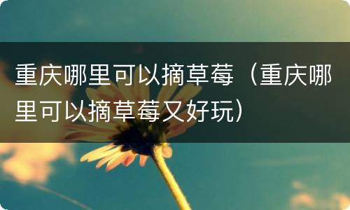 重庆哪里可以摘草莓（重庆哪里可以摘草莓又好玩）