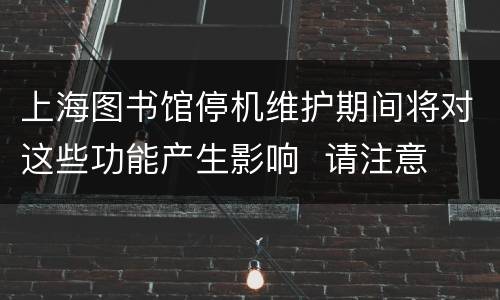 上海图书馆停机维护期间将对这些功能产生影响  请注意
