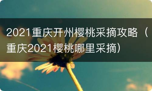 2021重庆开州樱桃采摘攻略（重庆2021樱桃哪里采摘）