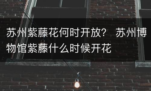 苏州紫藤花何时开放？ 苏州博物馆紫藤什么时候开花
