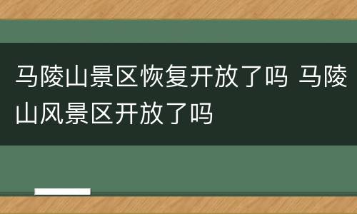 马陵山景区恢复开放了吗 马陵山风景区开放了吗
