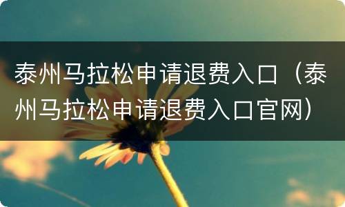 泰州马拉松申请退费入口（泰州马拉松申请退费入口官网）