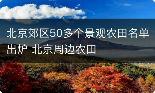 北京郊区50多个景观农田名单出炉 北京周边农田