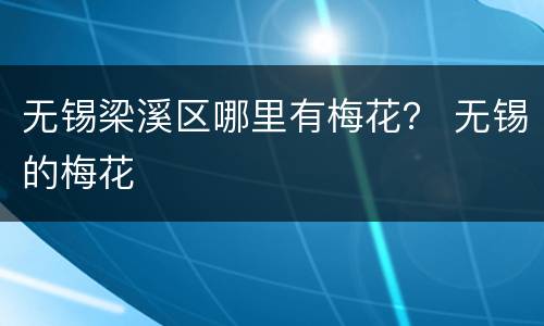 无锡梁溪区哪里有梅花？ 无锡的梅花