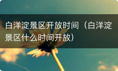 白洋淀景区开放时间（白洋淀景区什么时间开放）
