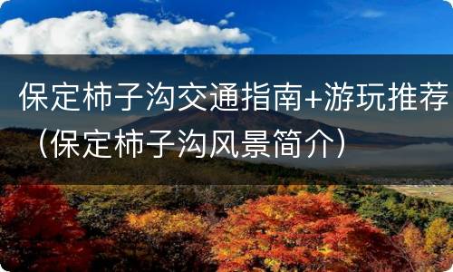 保定柿子沟交通指南+游玩推荐（保定柿子沟风景简介）