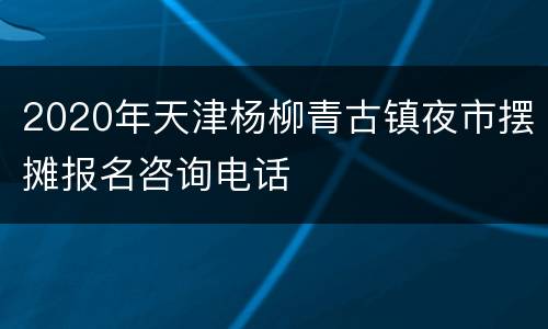 2020年天津杨柳青古镇夜市摆摊报名咨询电话