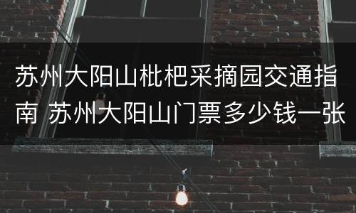苏州大阳山枇杷采摘园交通指南 苏州大阳山门票多少钱一张