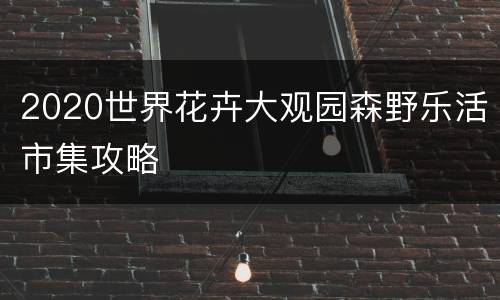 2020世界花卉大观园森野乐活市集攻略
