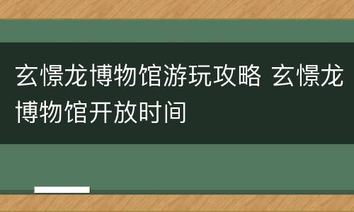 玄憬龙博物馆游玩攻略 玄憬龙博物馆开放时间