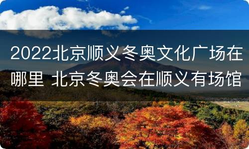 2022北京顺义冬奥文化广场在哪里 北京冬奥会在顺义有场馆吗