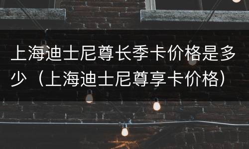 上海迪士尼尊长季卡价格是多少（上海迪士尼尊享卡价格）