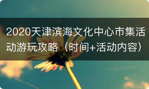 2020天津滨海文化中心市集活动游玩攻略（时间+活动内容）