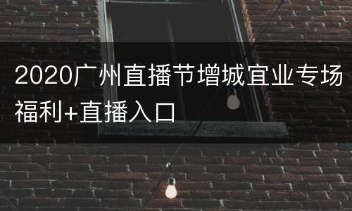 2020广州直播节增城宜业专场福利+直播入口