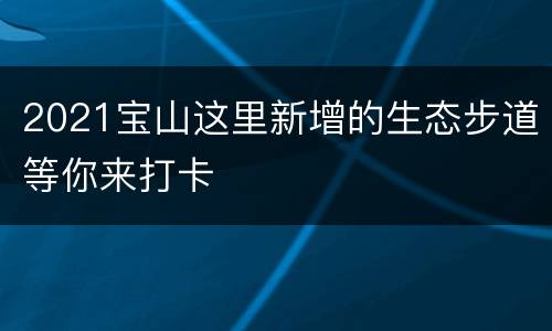 2021宝山这里新增的生态步道等你来打卡