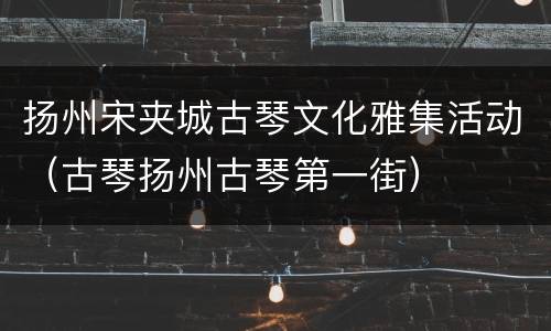 扬州宋夹城古琴文化雅集活动（古琴扬州古琴第一街）