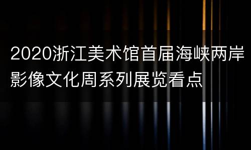 2020浙江美术馆首届海峡两岸影像文化周系列展览看点