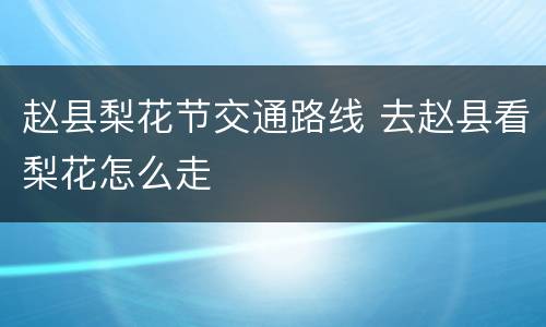 赵县梨花节交通路线 去赵县看梨花怎么走