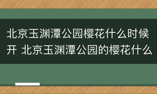 北京玉渊潭公园樱花什么时候开 北京玉渊潭公园的樱花什么时候开