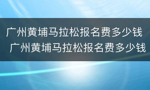 广州黄埔马拉松报名费多少钱 广州黄埔马拉松报名费多少钱啊