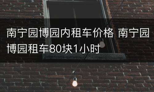 南宁园博园内租车价格 南宁园博园租车80块1小时