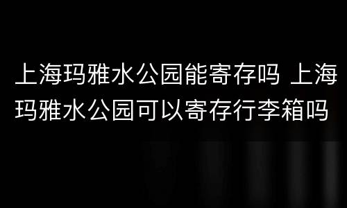 上海玛雅水公园能寄存吗 上海玛雅水公园可以寄存行李箱吗