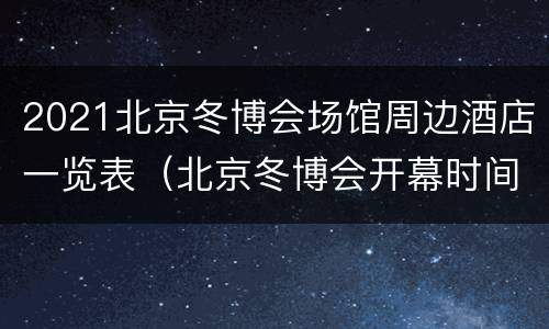 2021北京冬博会场馆周边酒店一览表（北京冬博会开幕时间）