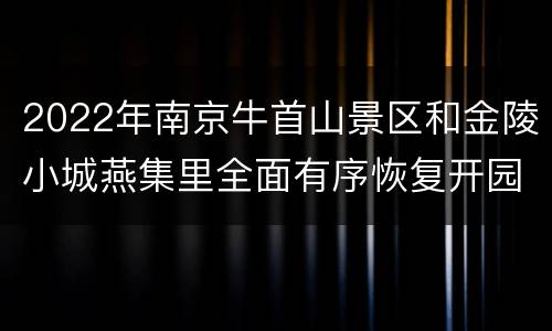 2022年南京牛首山景区和金陵小城燕集里全面有序恢复开园
