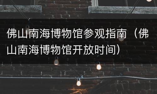 佛山南海博物馆参观指南（佛山南海博物馆开放时间）