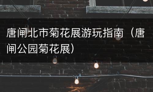 唐闸北市菊花展游玩指南（唐闸公园菊花展）