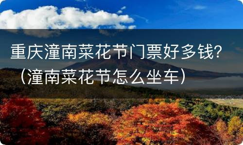 重庆潼南菜花节门票好多钱？（潼南菜花节怎么坐车）