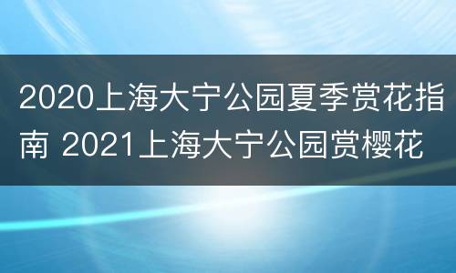 2020上海大宁公园夏季赏花指南 2021上海大宁公园赏樱花