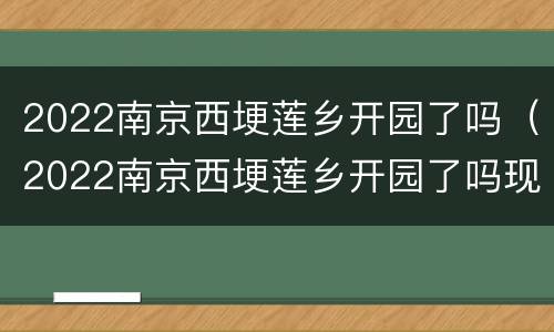 2022南京西埂莲乡开园了吗（2022南京西埂莲乡开园了吗现在）
