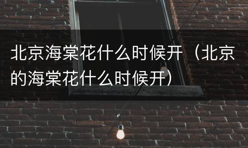 北京海棠花什么时候开（北京的海棠花什么时候开）