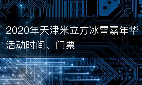 2020年天津米立方冰雪嘉年华活动时间、门票