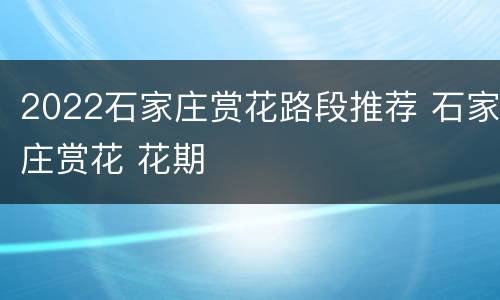 2022石家庄赏花路段推荐 石家庄赏花 花期