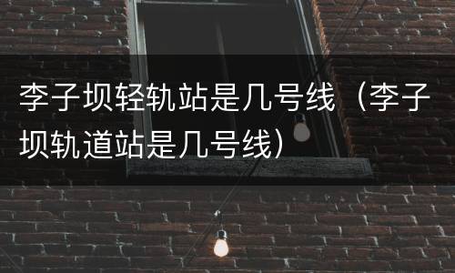 李子坝轻轨站是几号线（李子坝轨道站是几号线）