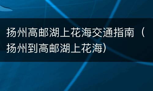 扬州高邮湖上花海交通指南（扬州到高邮湖上花海）