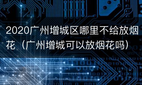 2020广州增城区哪里不给放烟花（广州增城可以放烟花吗）