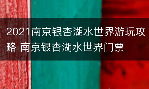 2021南京银杏湖水世界游玩攻略 南京银杏湖水世界门票